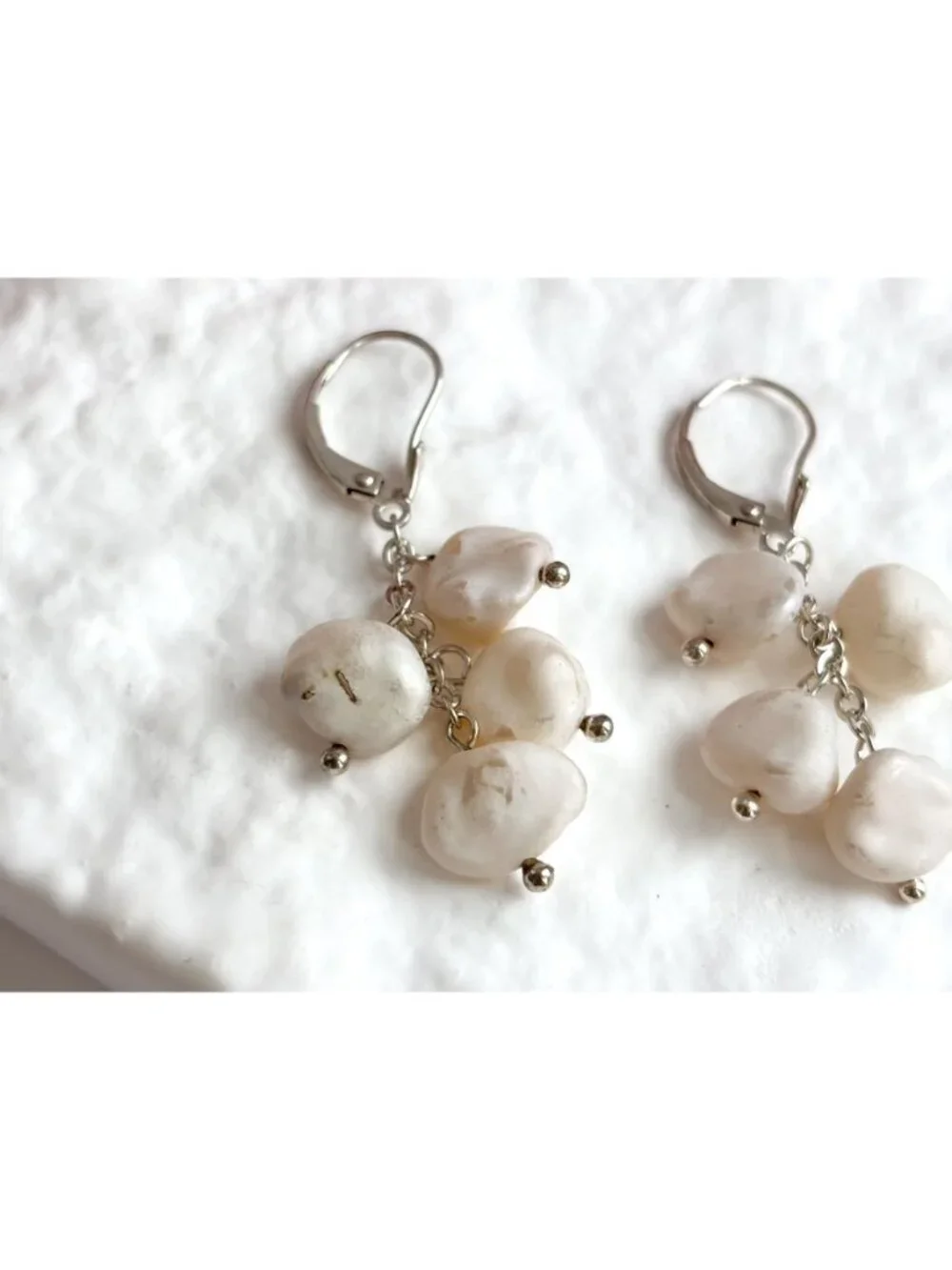 Freshwater Pearl Accented Vintage Sterling Silver 925 Drop Earrings